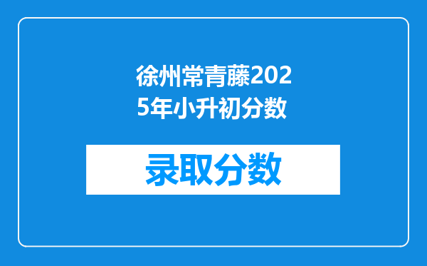 徐州常青藤2025年小升初分数