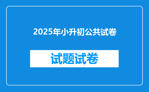 2025年小升初公共试卷