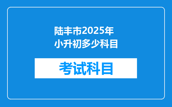 陆丰市2025年小升初多少科目