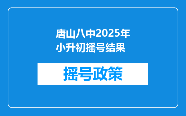 唐山八中2025年小升初摇号结果