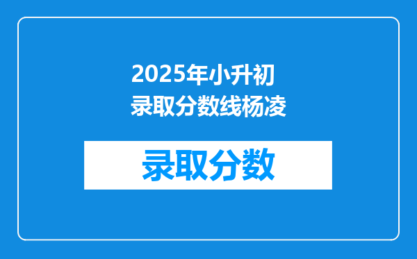 2025年小升初录取分数线杨凌