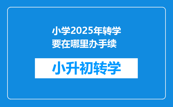 小学2025年转学要在哪里办手续