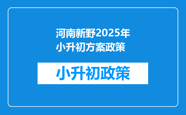 河南新野2025年小升初方案政策