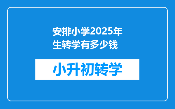 安排小学2025年生转学有多少钱