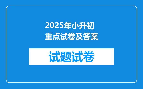 2025年小升初重点试卷及答案