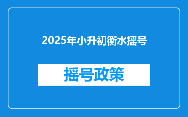 2025年小升初衡水摇号