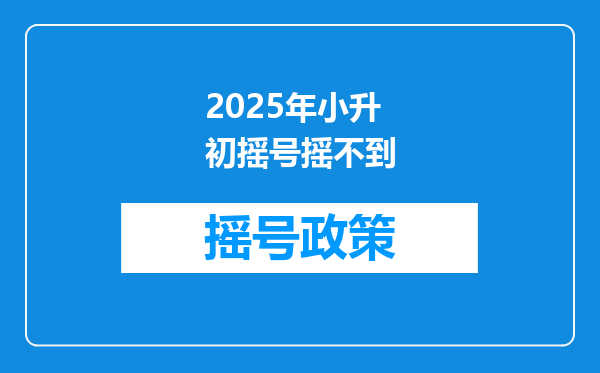 2025年小升初摇号摇不到