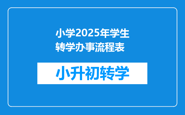 小学2025年学生转学办事流程表