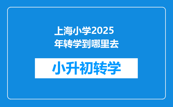 上海小学2025年转学到哪里去