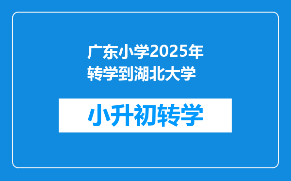 广东小学2025年转学到湖北大学