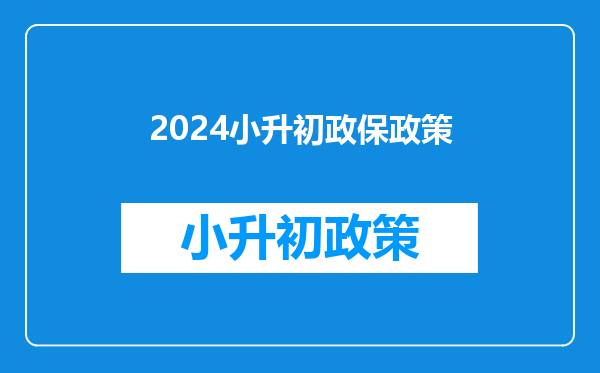 2024小升初政保政策