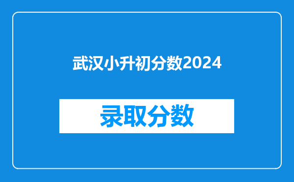 武汉小升初分数2024