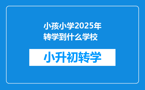 小孩小学2025年转学到什么学校