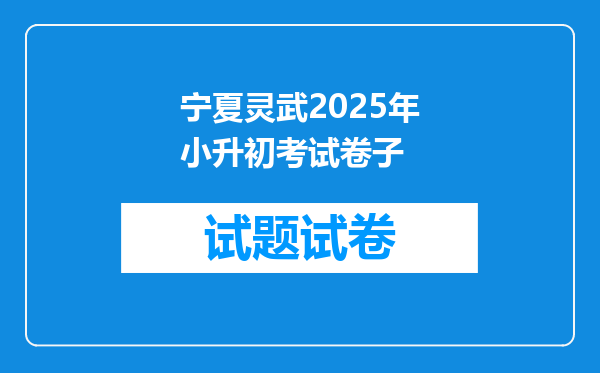 宁夏灵武2025年小升初考试卷子