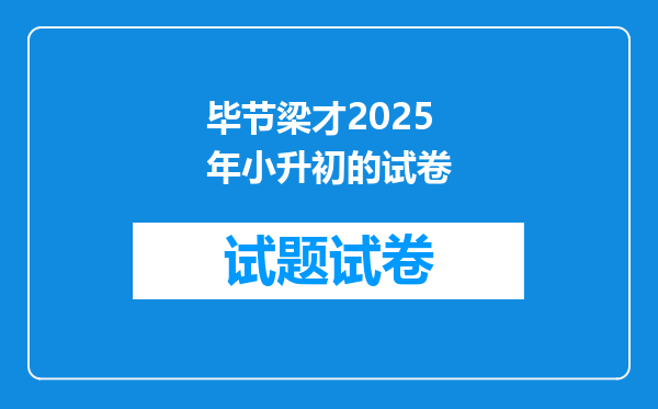 毕节梁才2025年小升初的试卷