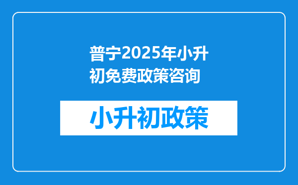 普宁2025年小升初免费政策咨询