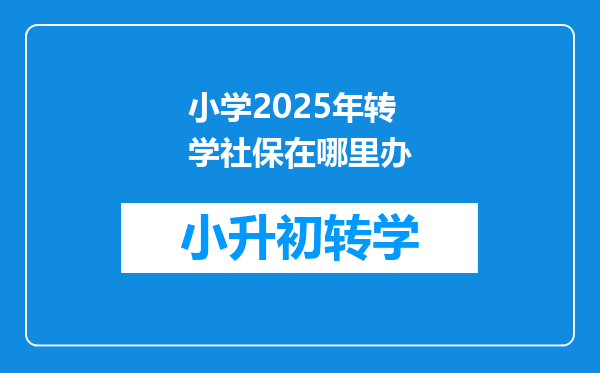 小学2025年转学社保在哪里办