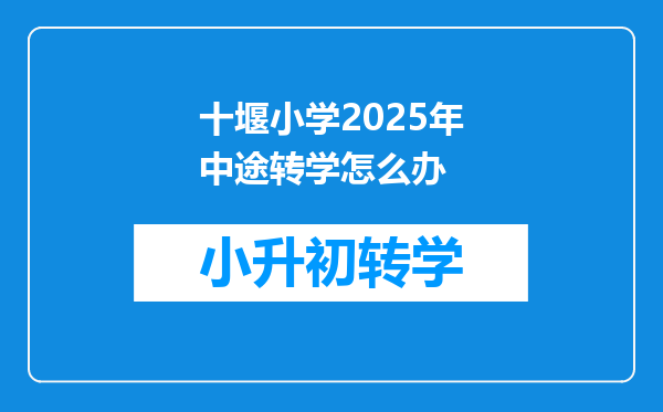 十堰小学2025年中途转学怎么办