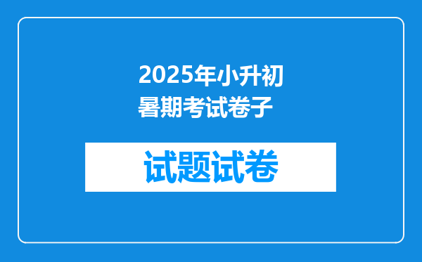 2025年小升初暑期考试卷子