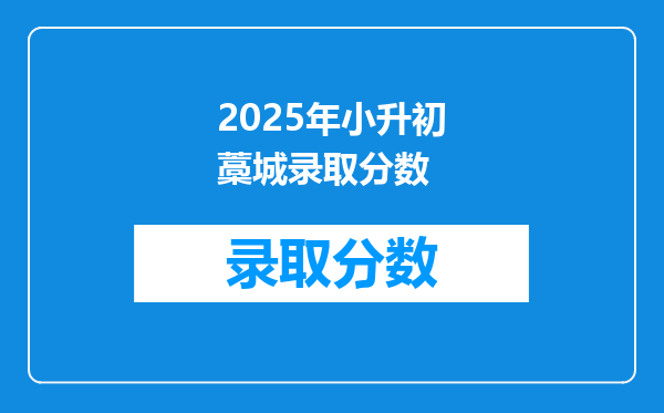 2025年小升初藁城录取分数