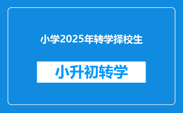 小学2025年转学择校生