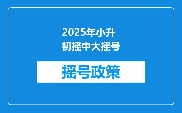 2025年小升初摇中大摇号