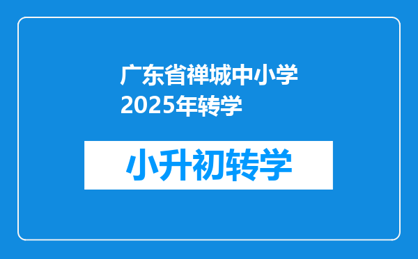 广东省禅城中小学2025年转学