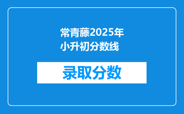 常青藤2025年小升初分数线