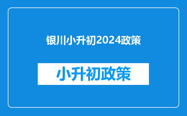 银川小升初2024政策