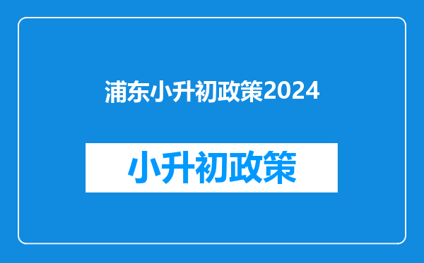 浦东小升初政策2024