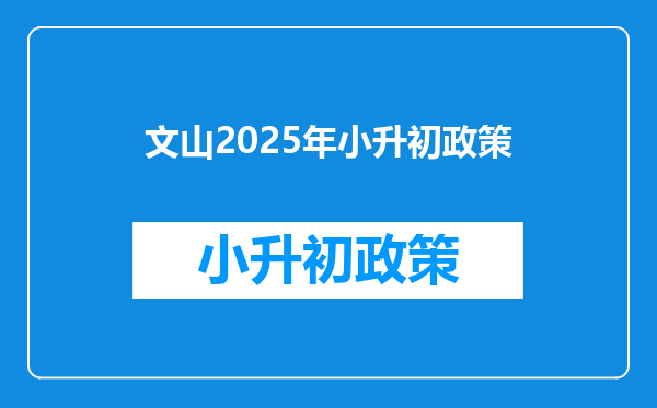 文山2025年小升初政策