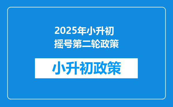 2025年小升初摇号第二轮政策