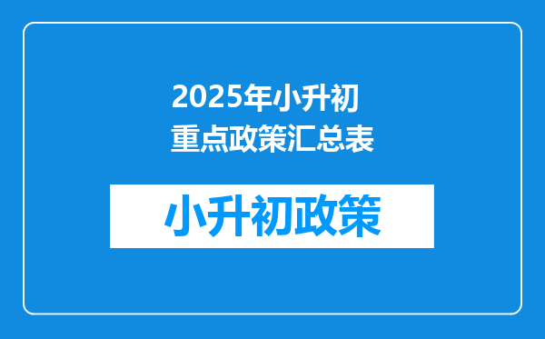 2025年小升初重点政策汇总表