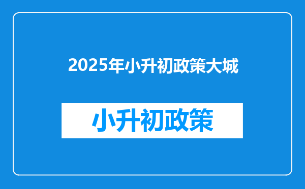 2025年小升初政策大城