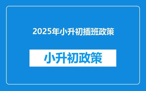 2025年小升初插班政策