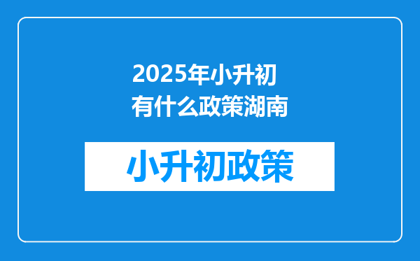 2025年小升初有什么政策湖南