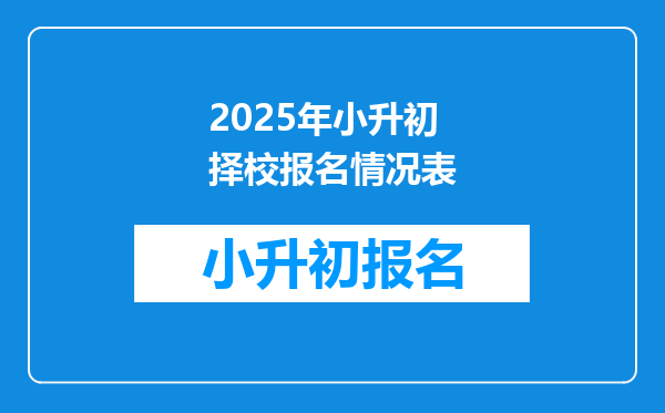 2025年小升初择校报名情况表