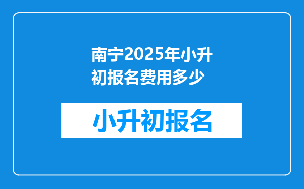 南宁2025年小升初报名费用多少