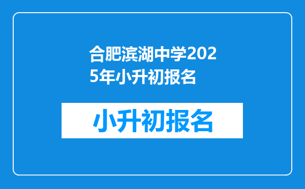 合肥滨湖中学2025年小升初报名