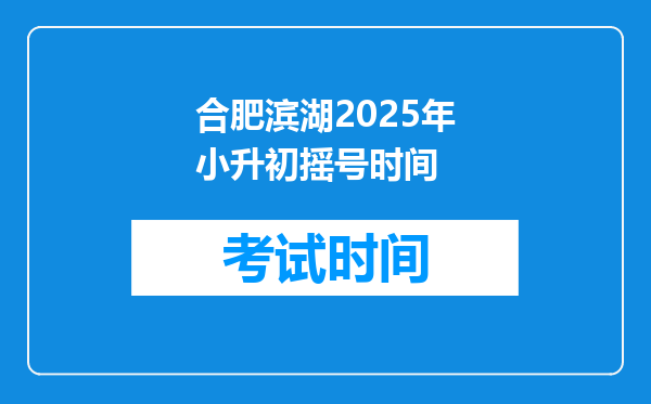 合肥滨湖2025年小升初摇号时间