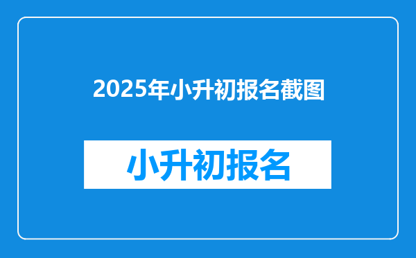 2025年小升初报名截图