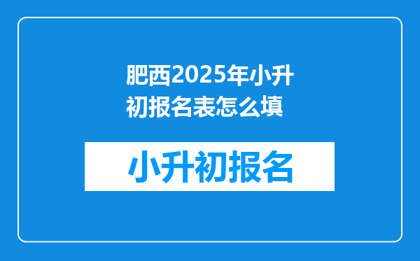 肥西2025年小升初报名表怎么填