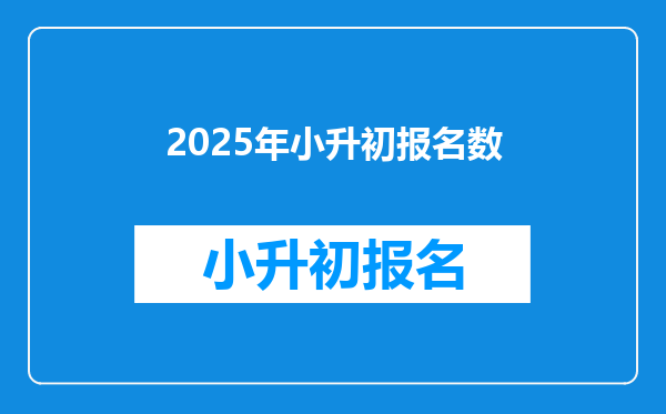 2025年小升初报名数