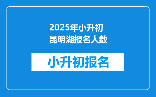 2025年小升初昆明湖报名人数