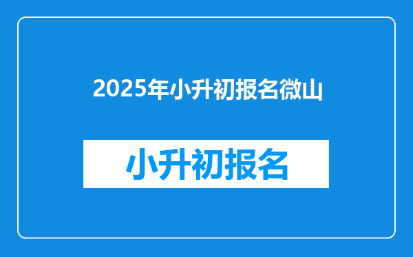 2025年小升初报名微山