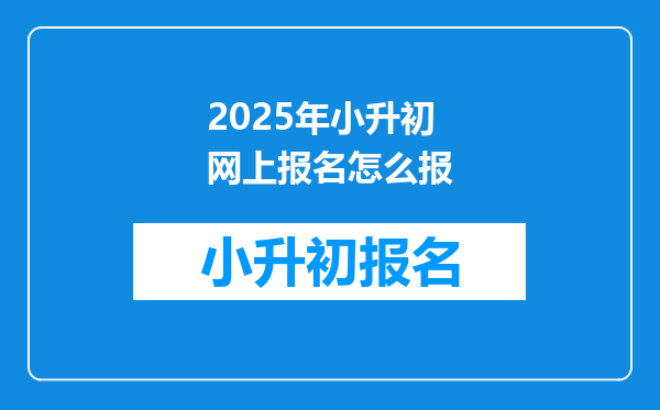 2025年小升初网上报名怎么报