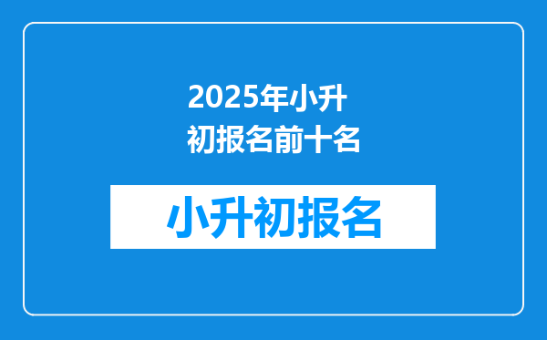 2025年小升初报名前十名