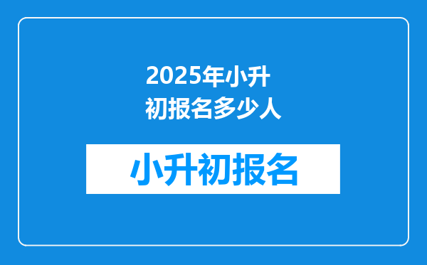 2025年小升初报名多少人