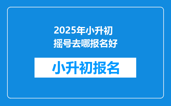 2025年小升初摇号去哪报名好