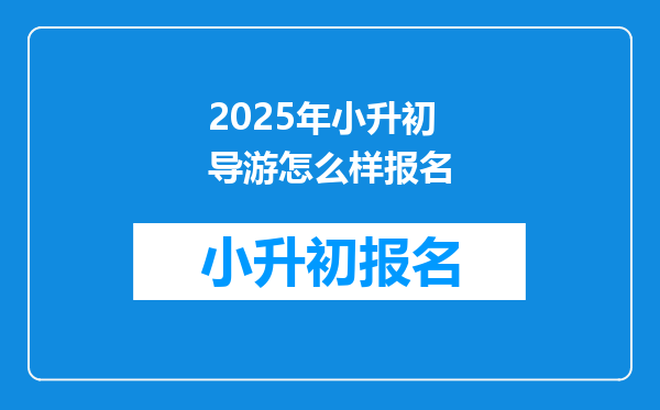 2025年小升初导游怎么样报名